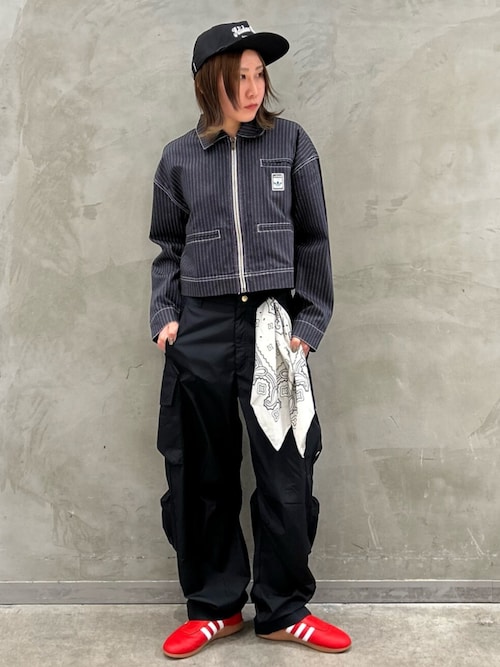 adidas（アディダス） デニムジャケット gジャン 総柄プリント