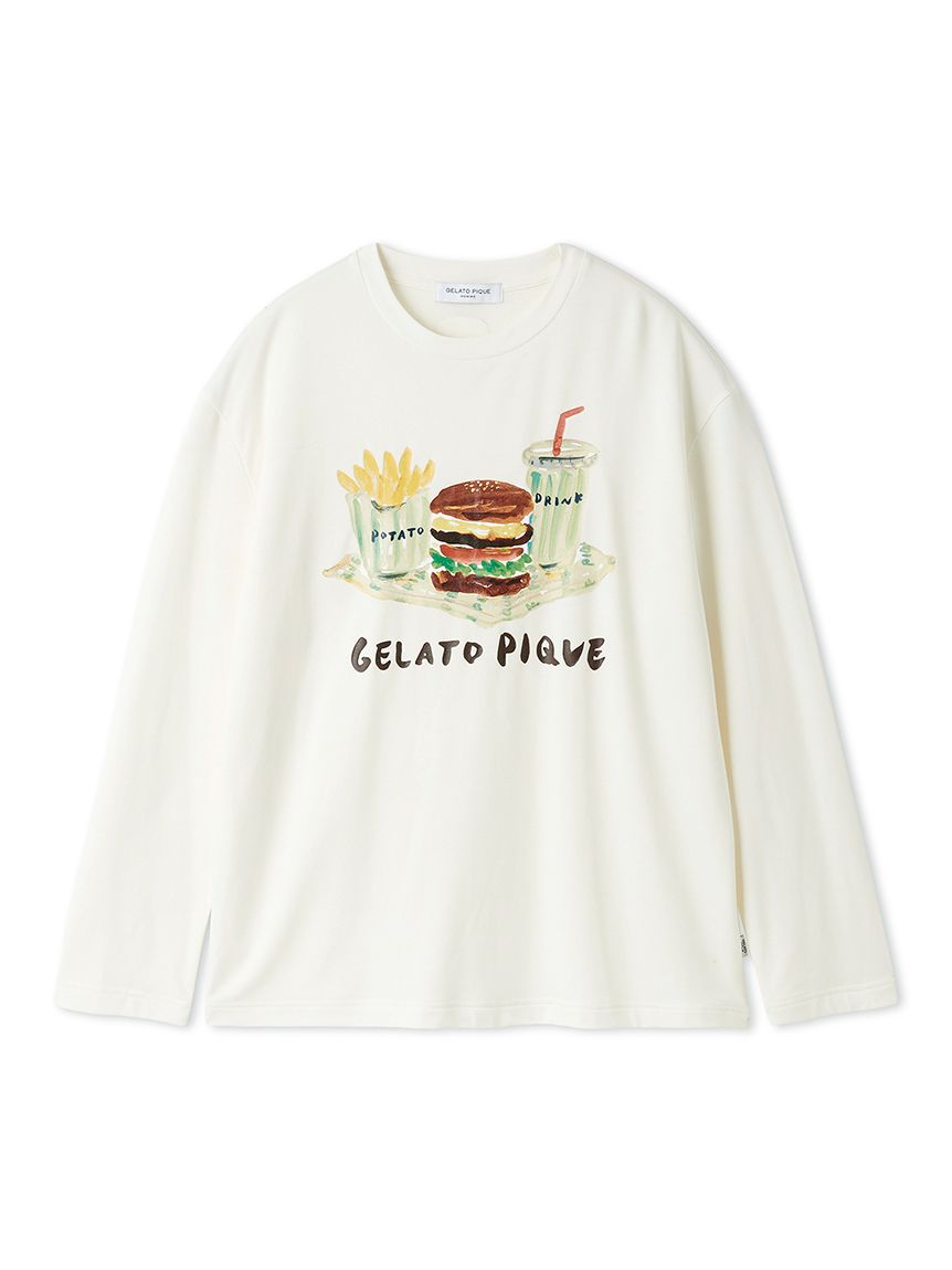 ヒラノトシユキ】【HOMME】ハンバーガーワンポイントプリントロンT