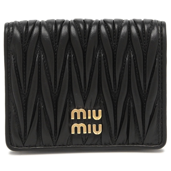ミュウミュウ 二つ折り財布 マテラッセ ブラック レディース MIU MIU