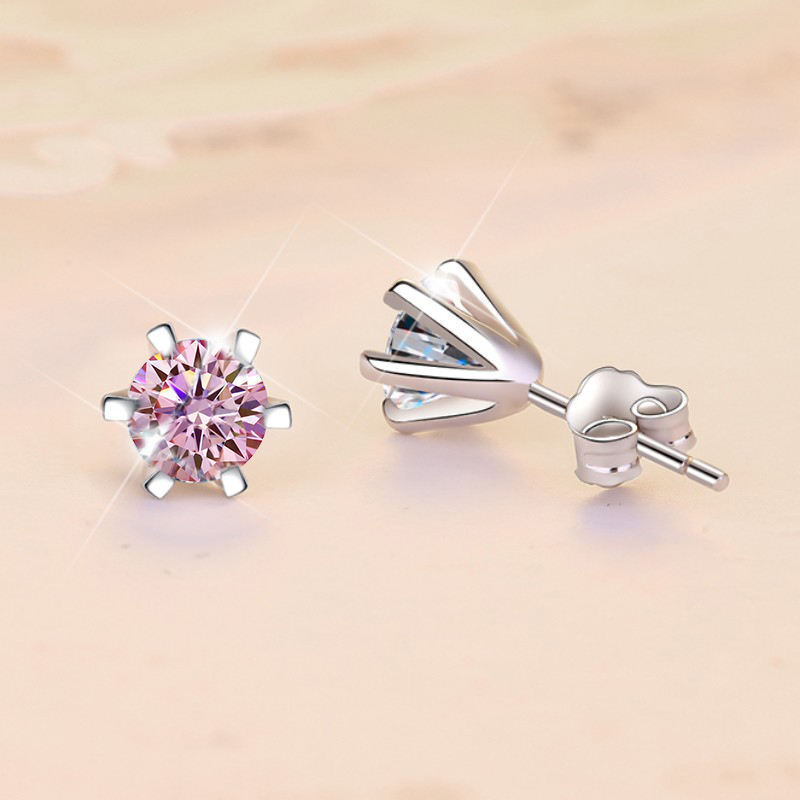 ピンク モアサナイト ピアス 1ct スタッドピアス 0.5ct ×2 一粒 両耳