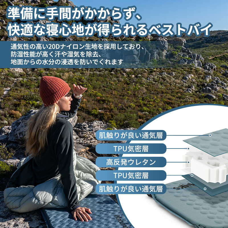 Naturehike インフレータブルマット エアーマット 自動膨張 3.5cm