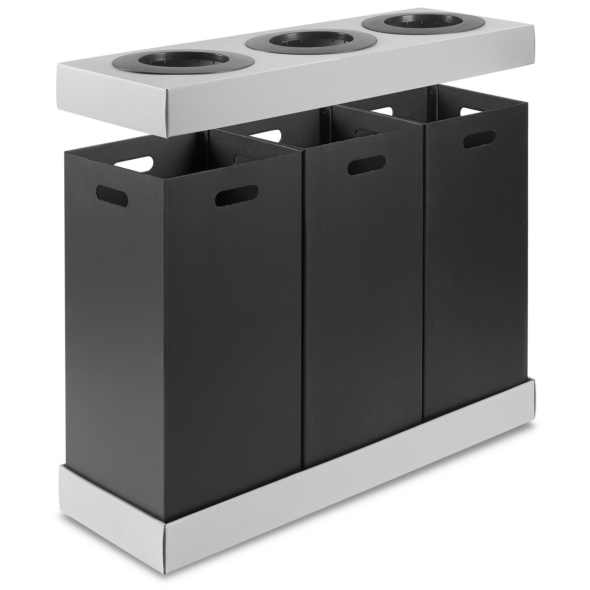 Corrugated Plastic Trash Can - Three Bin, 84 Gallon S-21862 - ULINE