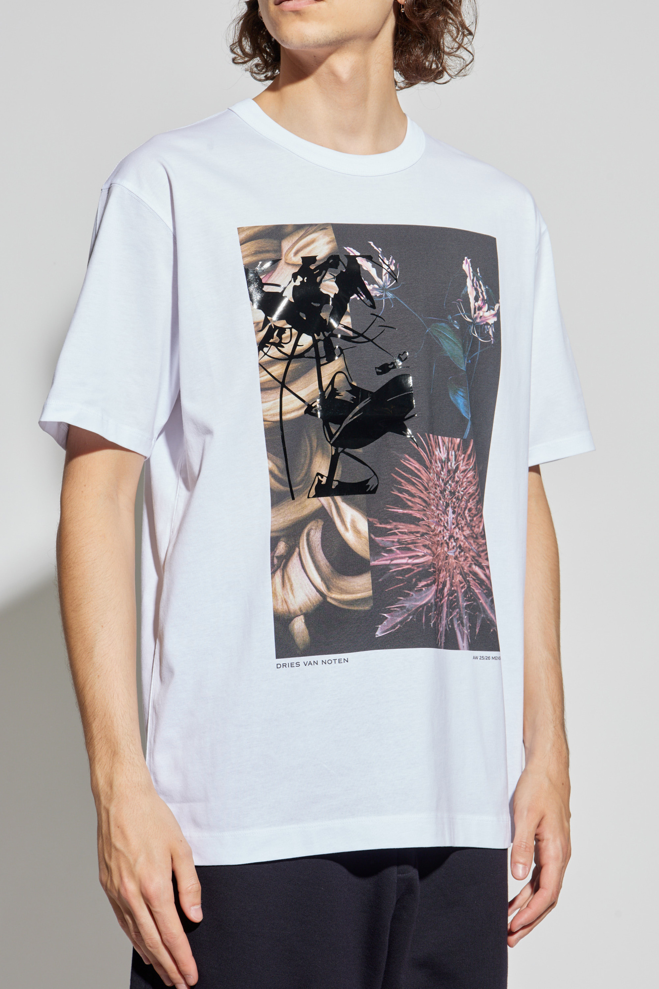 White T-shirt with print Dries Van Noten - Vitkac AS