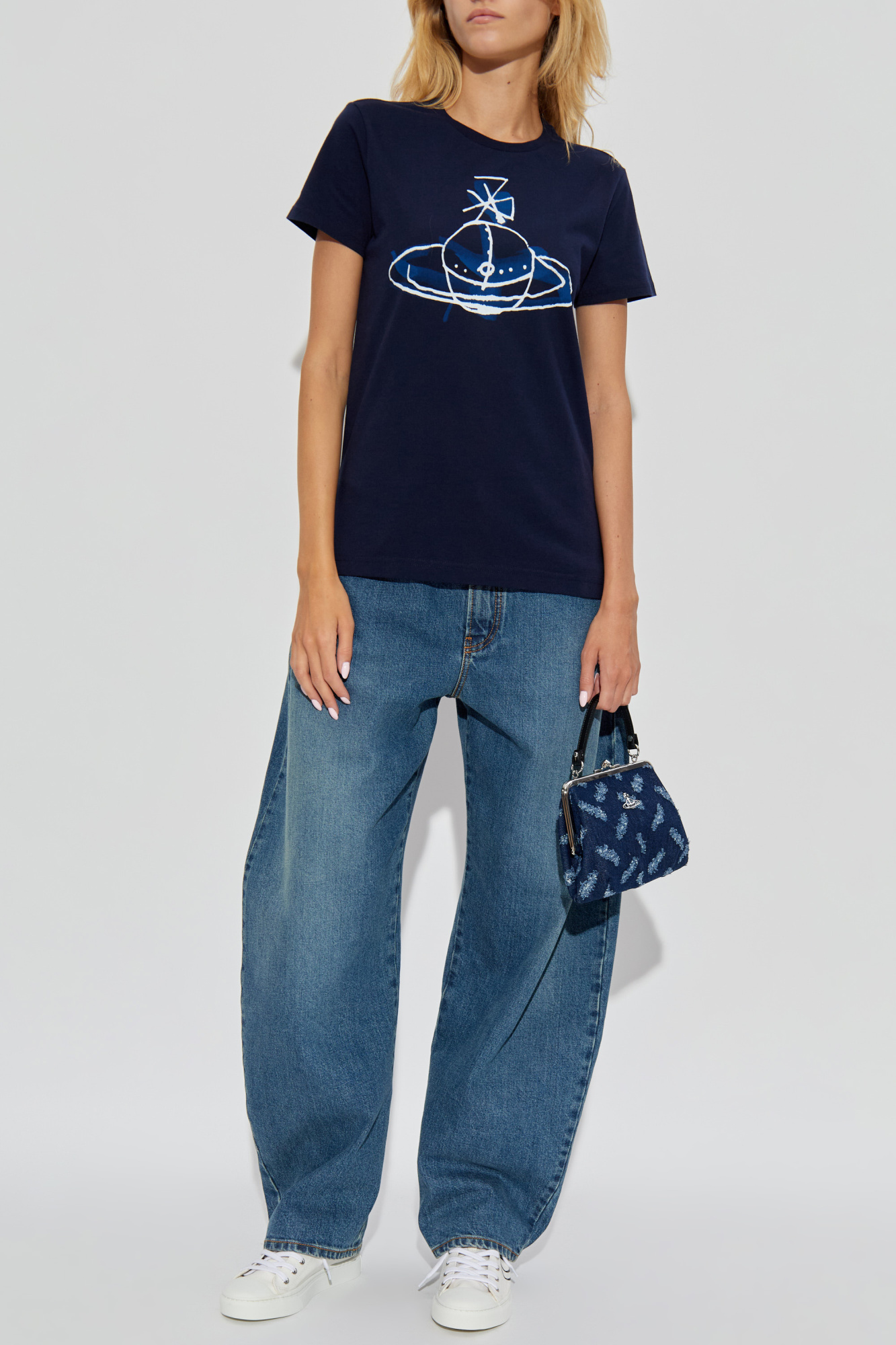Navy blue T-shirt with logo Vivienne Westwood - Vitkac Israel
