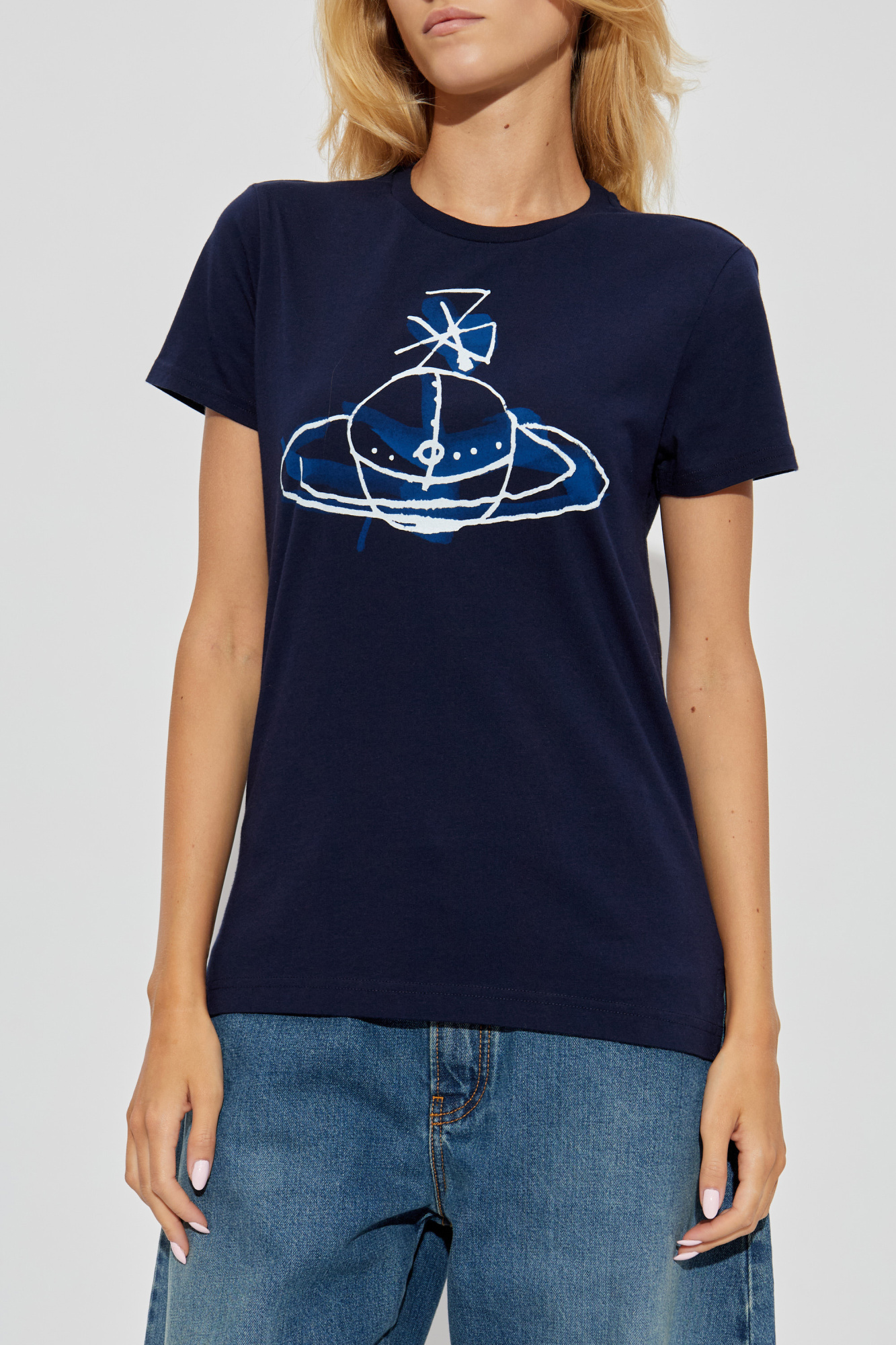 Navy blue T-shirt with logo Vivienne Westwood - Vitkac Israel