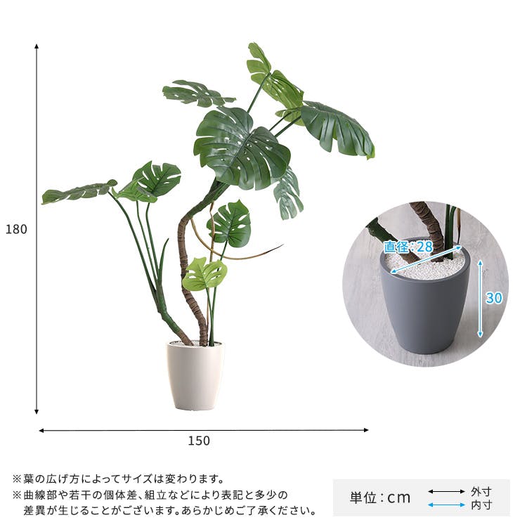 お手入れ簡単フェイクグリーン モンステラ Lサイズ(180cm)／カラー