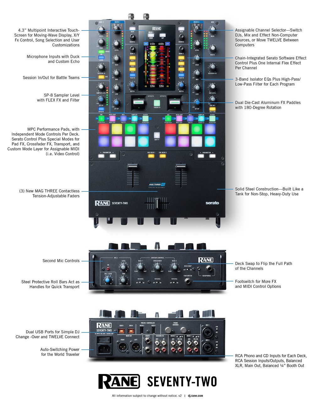 Rane SEVENTY-TWO バトルDJミキサーのフラッグシップモデル | Digiland