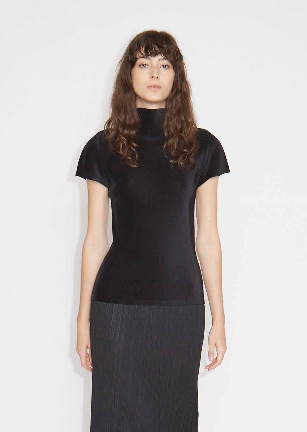 Basic Short Sleeve Mockneck by Pleats Please Issey Miyake- La Garçonne