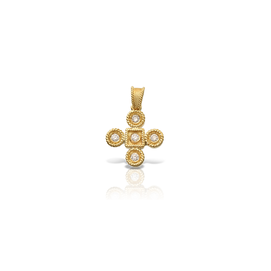 Theodora small cross in 18k gold and diamonds - LALAoUNIS®