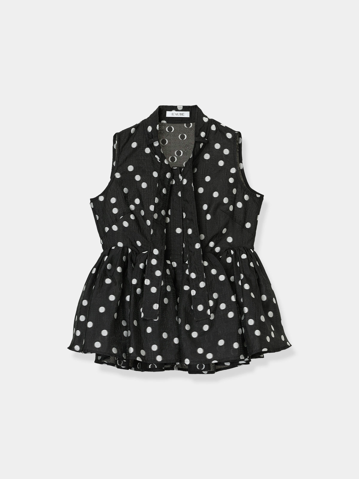 Sheer Polka Dot Ribbon Blouse – L'AUBE BLANC