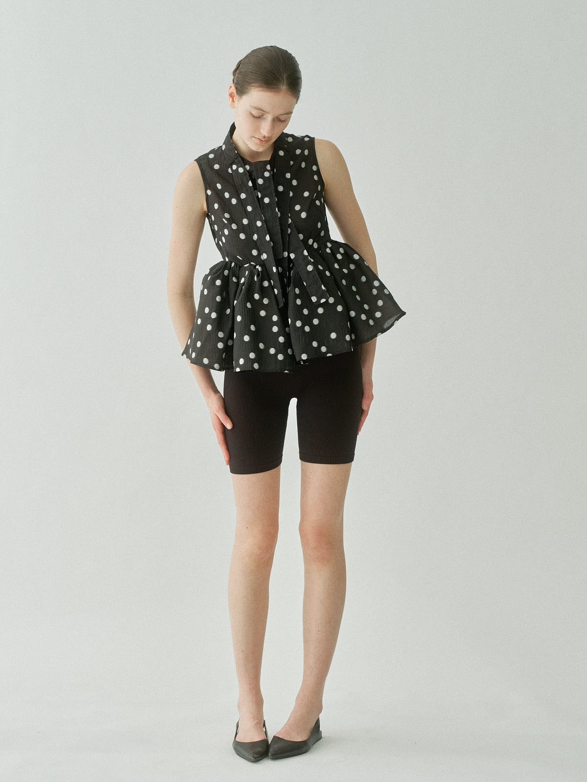 Sheer Polka Dot Ribbon Blouse – L'AUBE BLANC