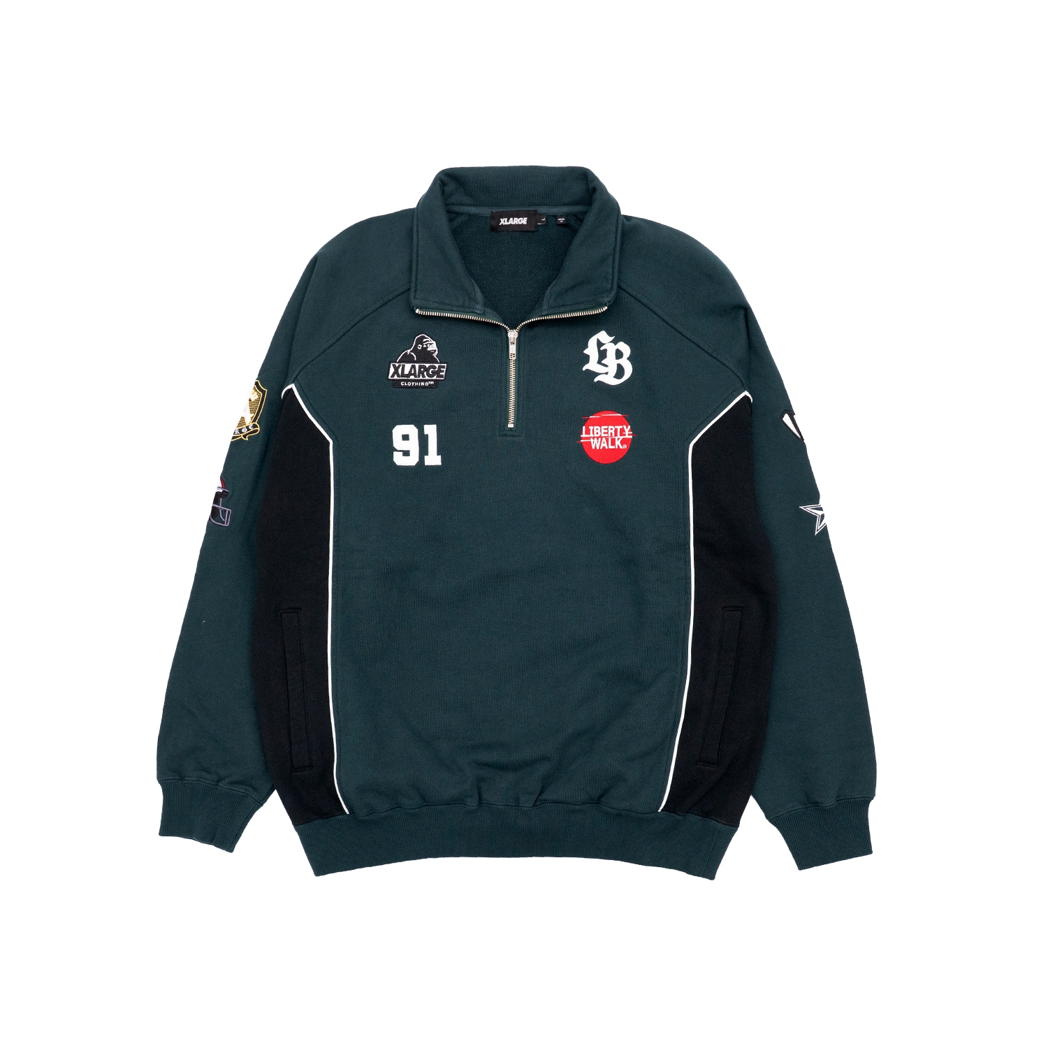 LIBERTY WALK×XLARGE HALF ZIP SWEATSHIRTS GREEN - LB-ONLINE STORE