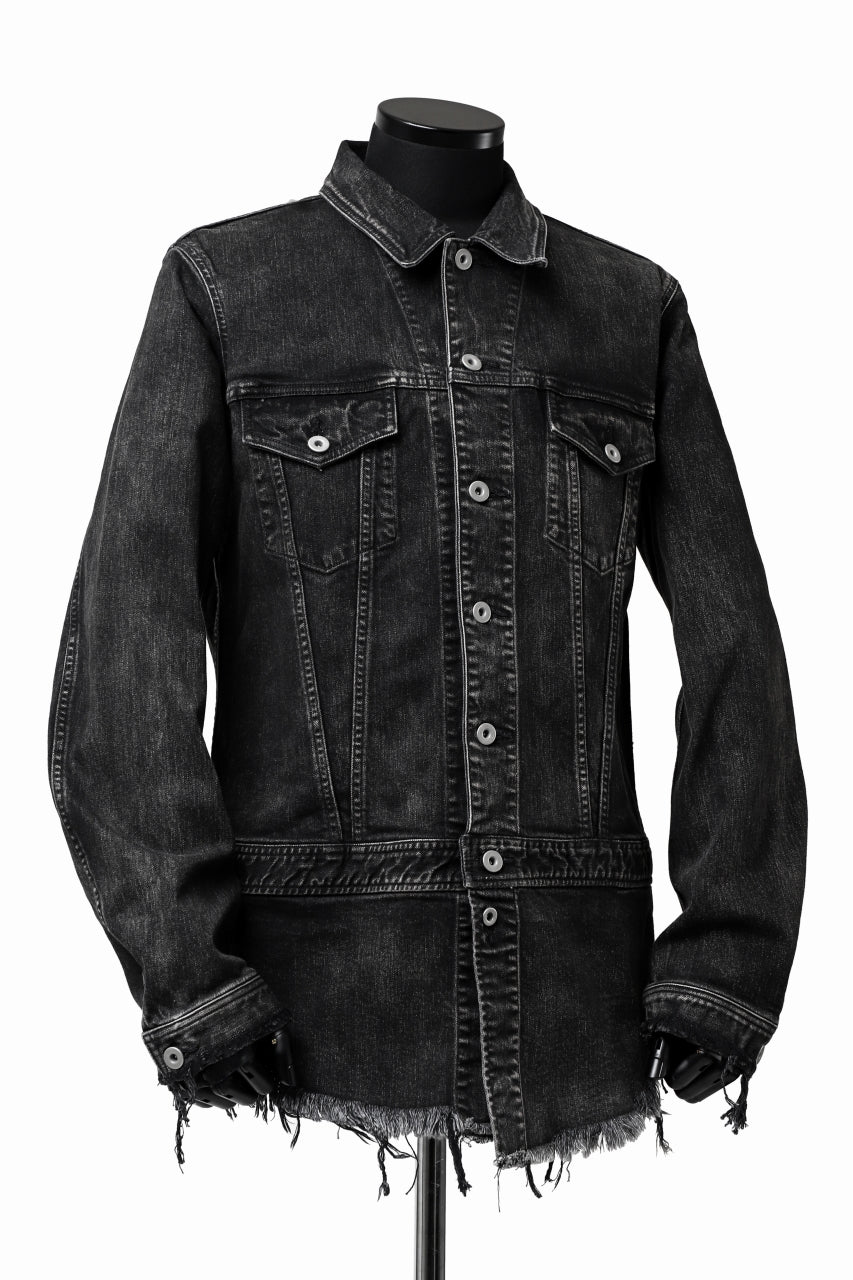 ISAMU KATAYAMA BACKLASH TRUCKER DENIM JACKET / SPLASH DYED (BLACK
