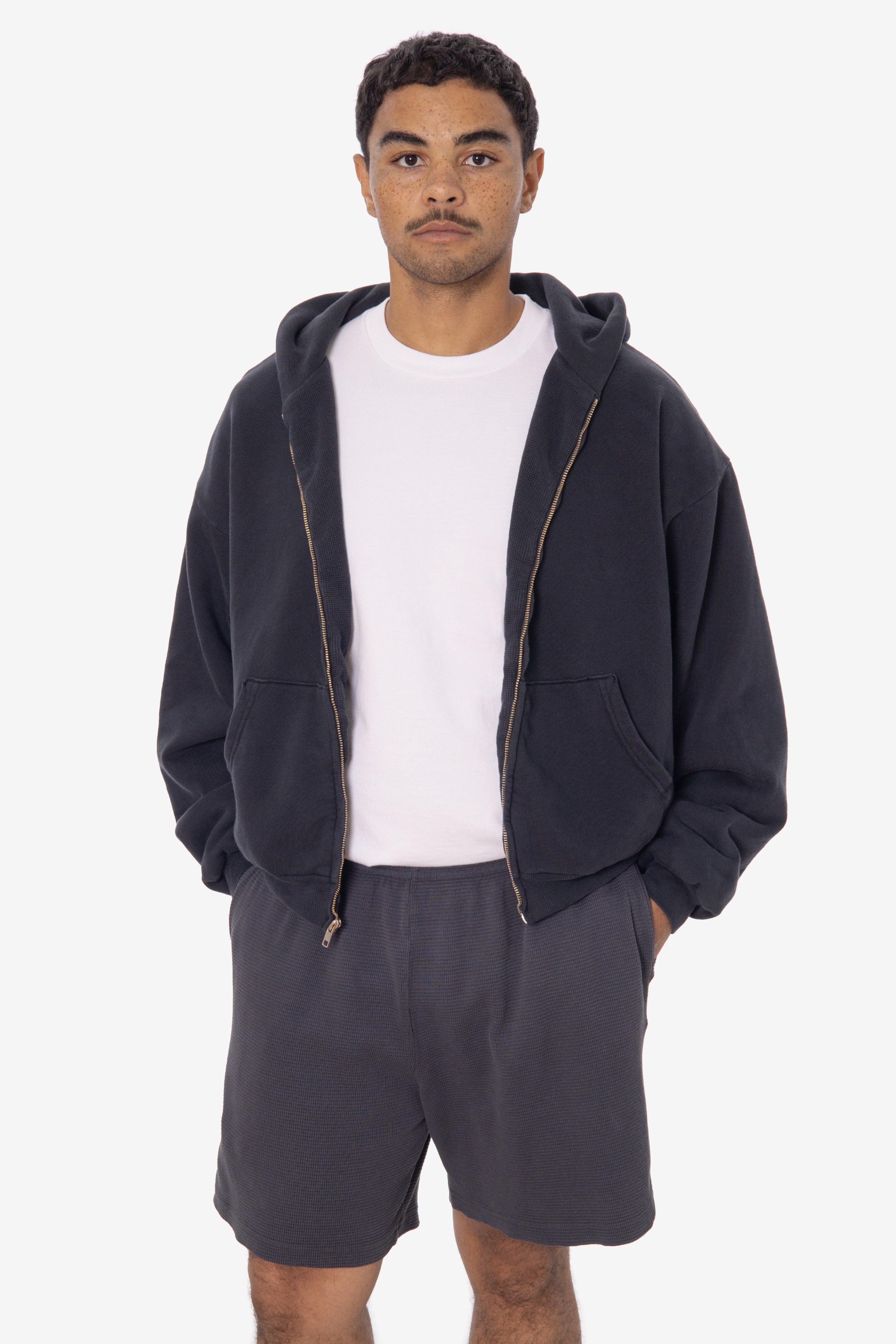 ALP10GD - Thermal Lined Cropped Zip Up Hoodie – Los Angeles Apparel