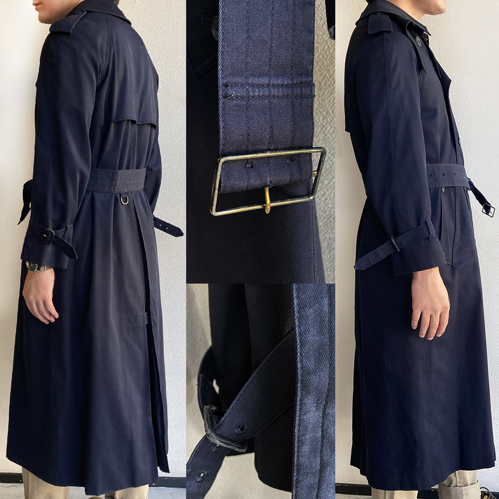 1980's Canada trench Coat by Aquascutum Navy 80年代アクアスキュー