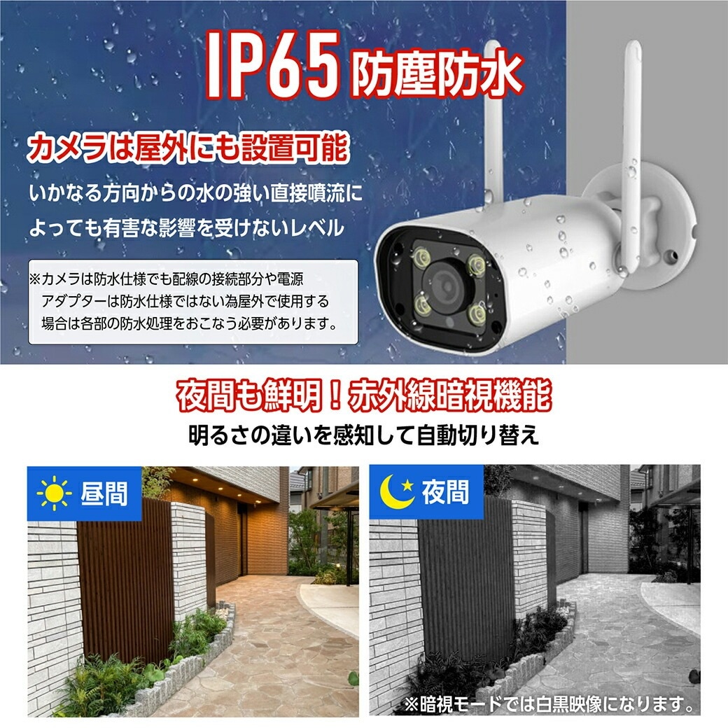 ワイヤレス防犯カメラ10.1インチモニター＆カメラ4台セット