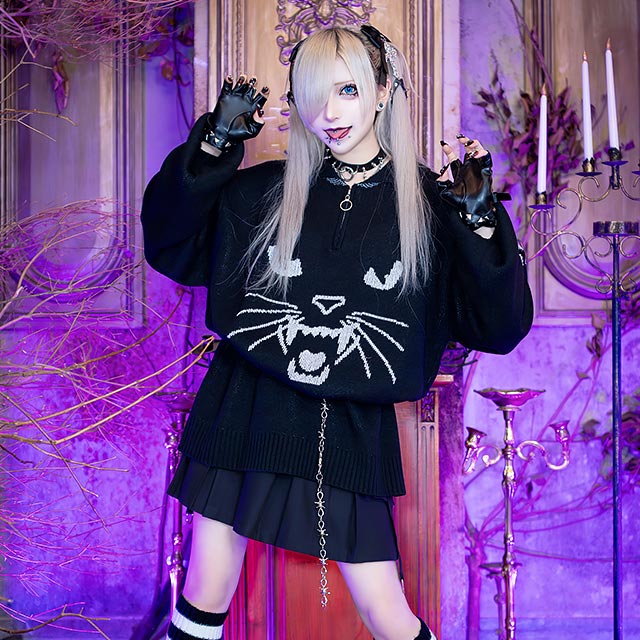 ツンデレキャットニット【PURPLE】LISTEN FLAVOR(リッスンフレーバー