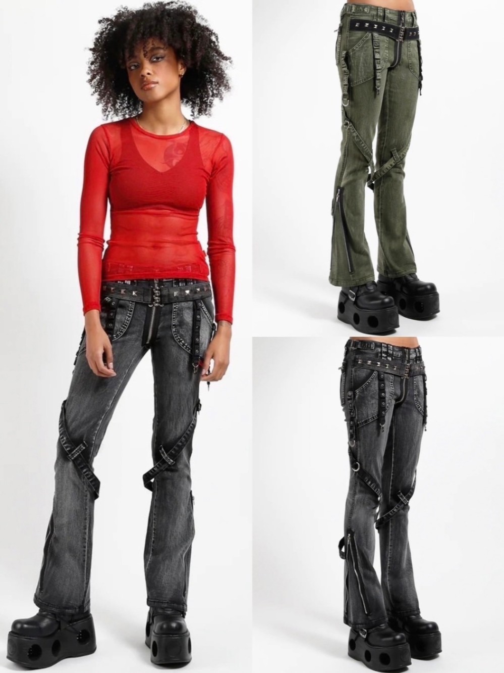 TRIPP nyc POWER BELT PANT グレー スキニーデニム TRIPP nyc POWER