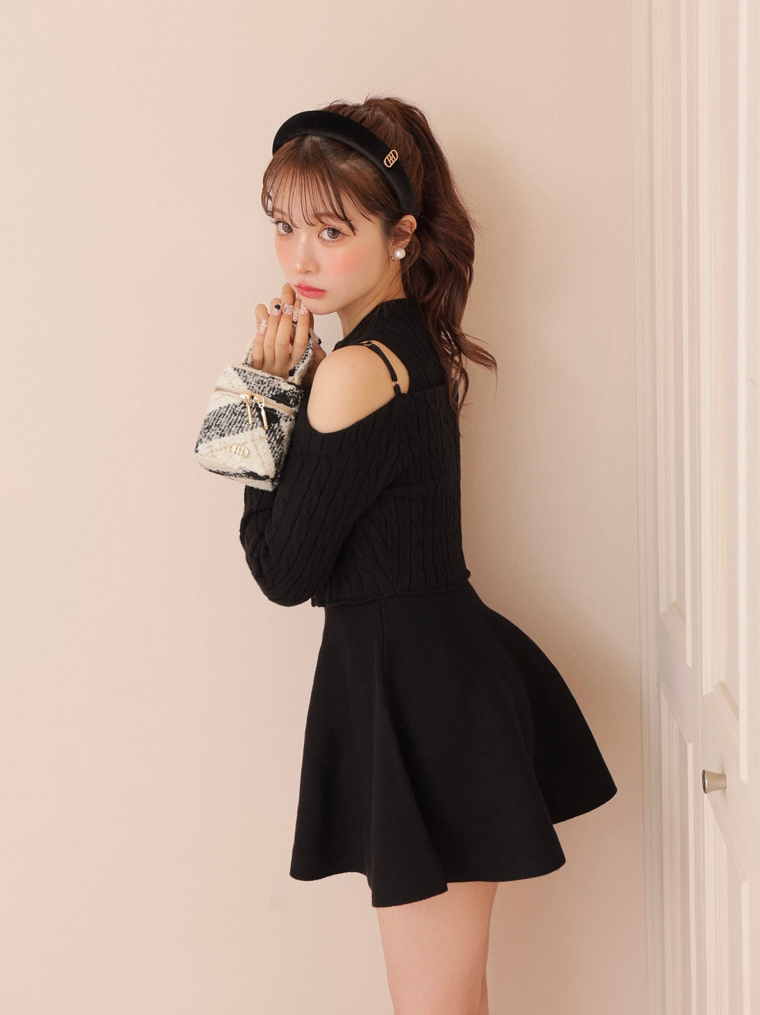 Cable knit layered onepiece(eme10802) – M me eme