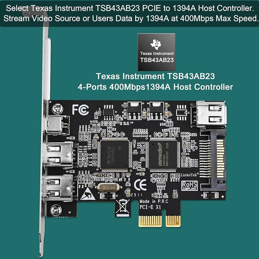Amazon.com: LinksTek 4-Ports PCIE 1394A Firewire 400 Card for