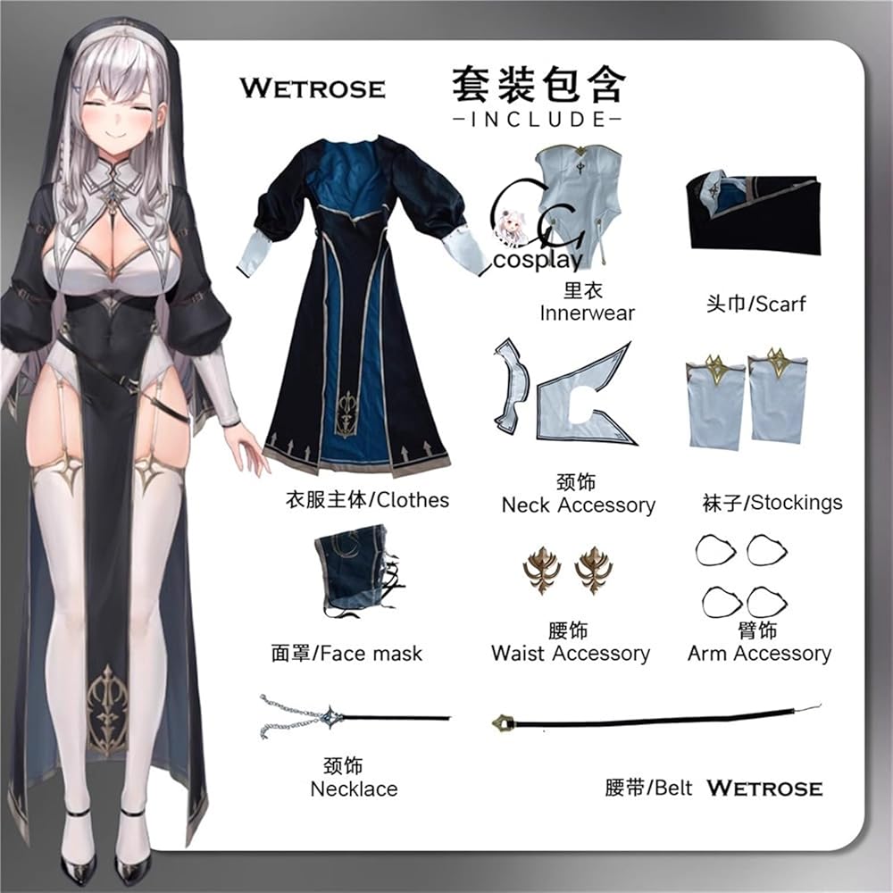 Amazon.co.jp: GGcosplay Vtuber 白銀ノエル シスター×黒騎士 シスター
