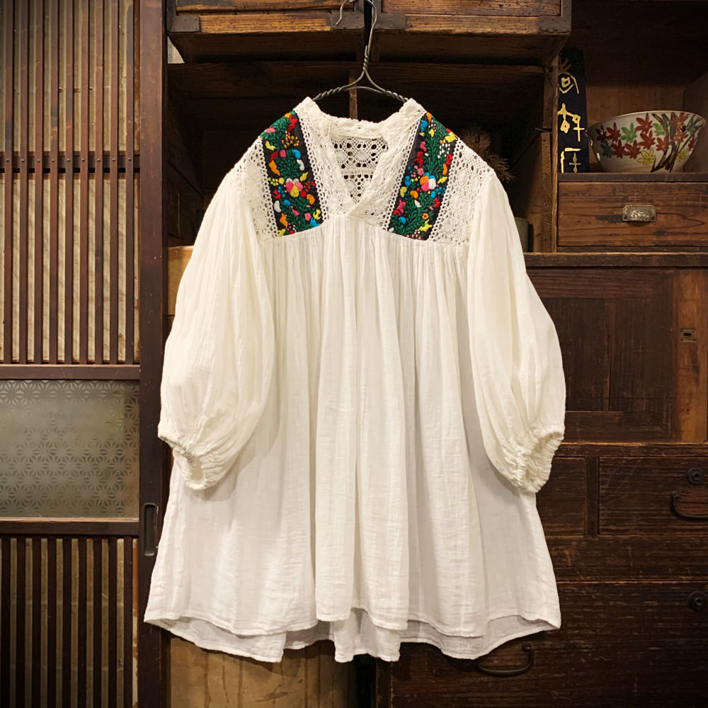 ヴィンテージ メキシコ刺繍 チュニックブラウス【1980's】Vintage