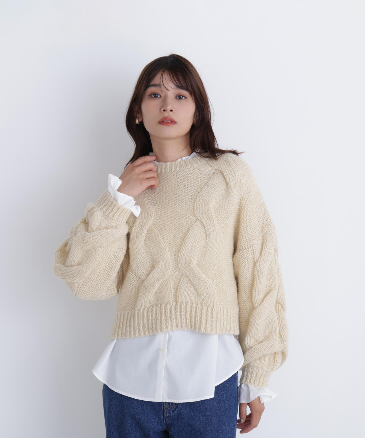 Oggi掲載】クロップドビッグケーブルニット | NATURAL BEAUTY BASIC