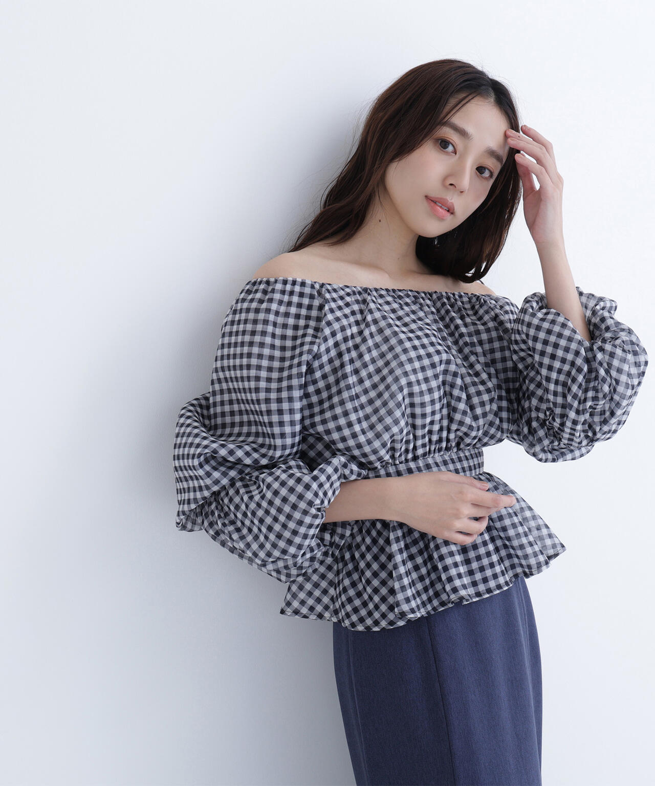シアーギャザーペプラムブラウス | NATURAL BEAUTY BASIC（ナチュラル