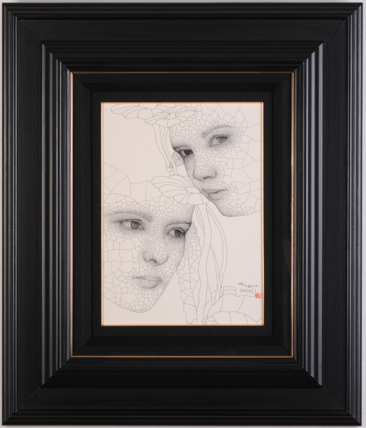 絵画のペン画で城景都が描いた女性の絵「はじめ」をご購入