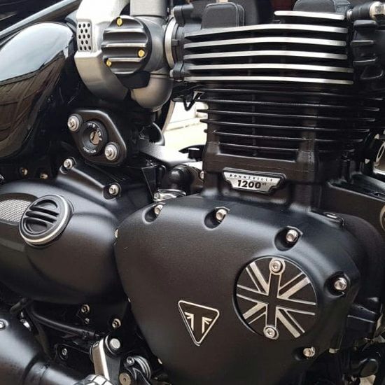TRIUMPH ボンネビルシリーズ クロームクラッチバッジ＆クロームACG