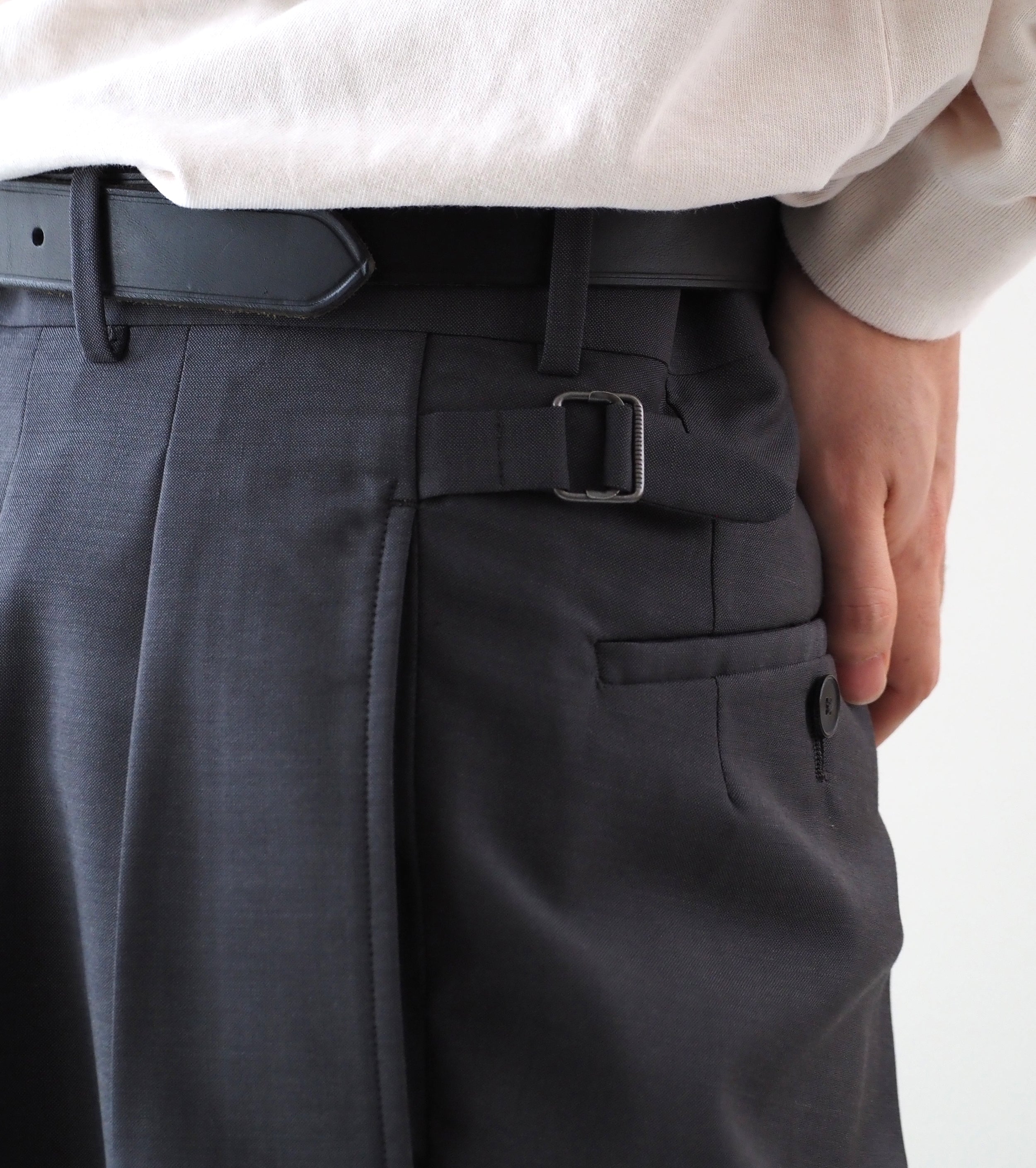 MAATEE＆SONS フォーエバー スラックス , Grey Chambray – Navyblue