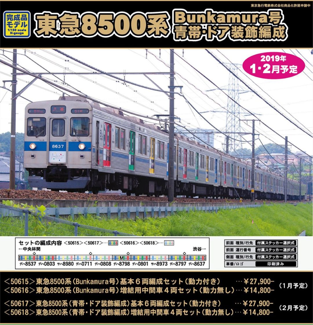 と*ん様 グリーンマックス 50617/50618 東急 8500系 青帯・ドア 桜*)様