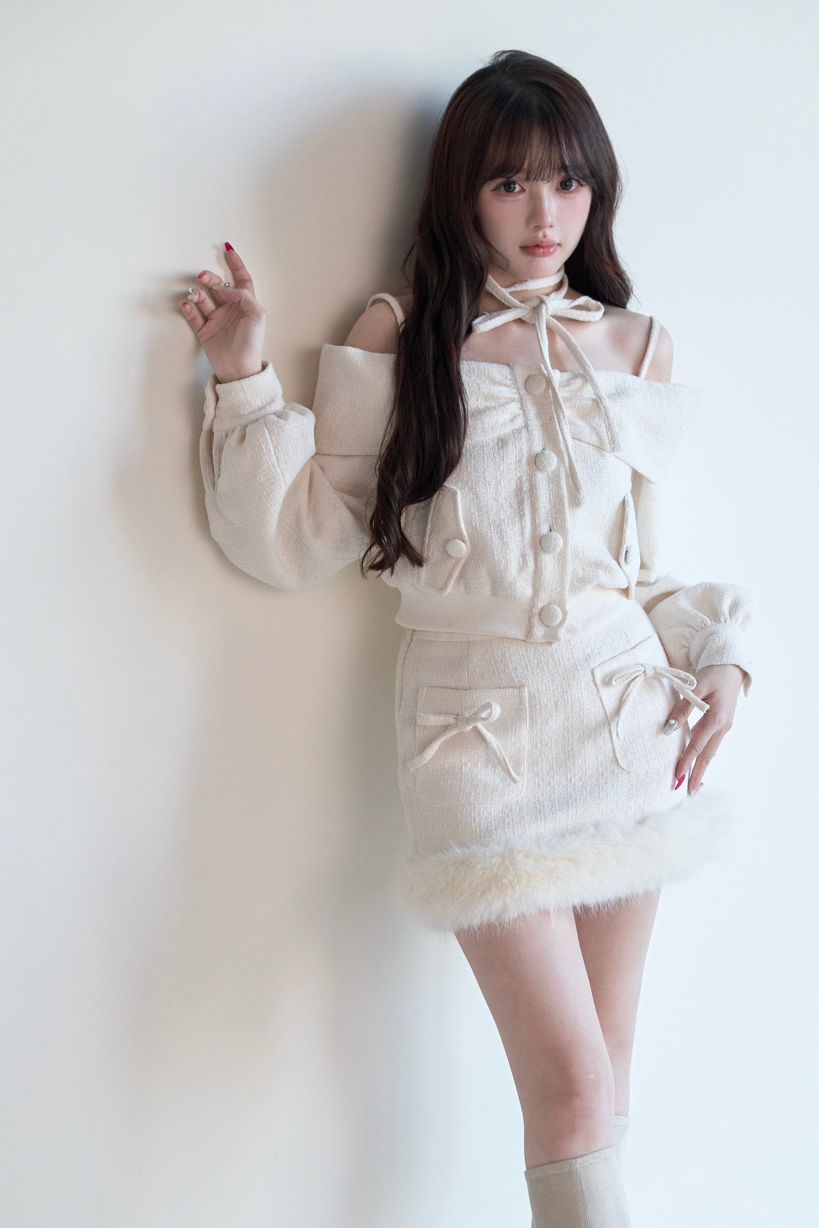 BunnyLis:リボンオフショルダーニットトップス – NoGenki