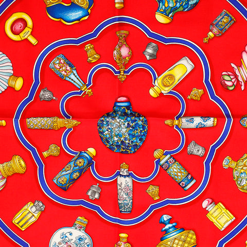 爱马仕（Hermes）Carre 90 Pourvu Qu'on Oit L'Ivresse香水瓶围巾红色