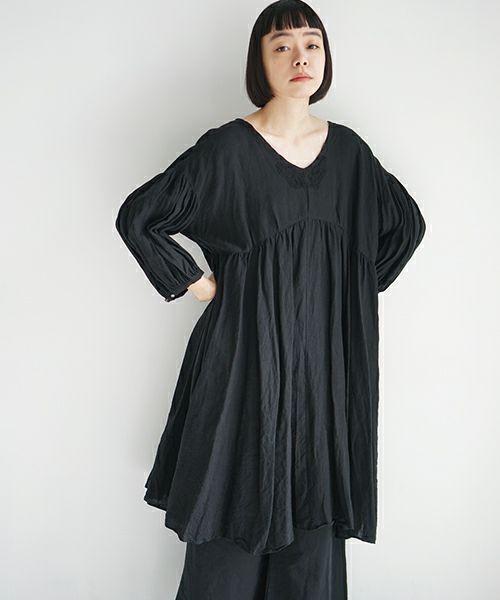 suzuki takayuki スズキタカユキ peasant dress Ⅱ [A251-23/ebony black]
