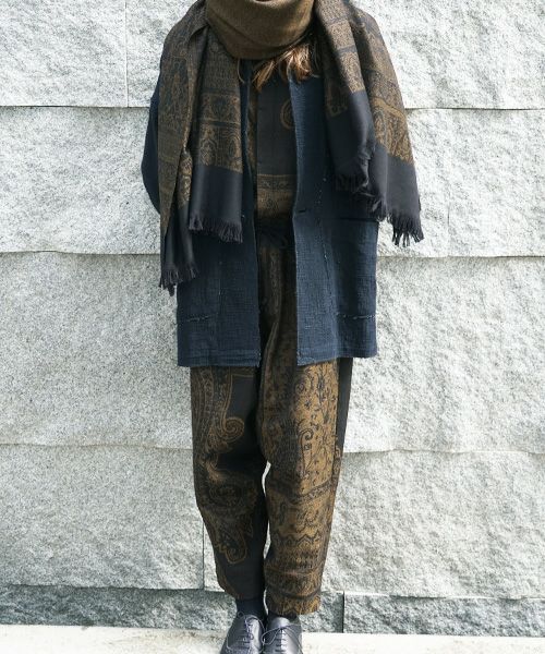 YANTOR ヤントル Tibetan Paisley Jacquard Himo Pants [Y235PT13/DARK