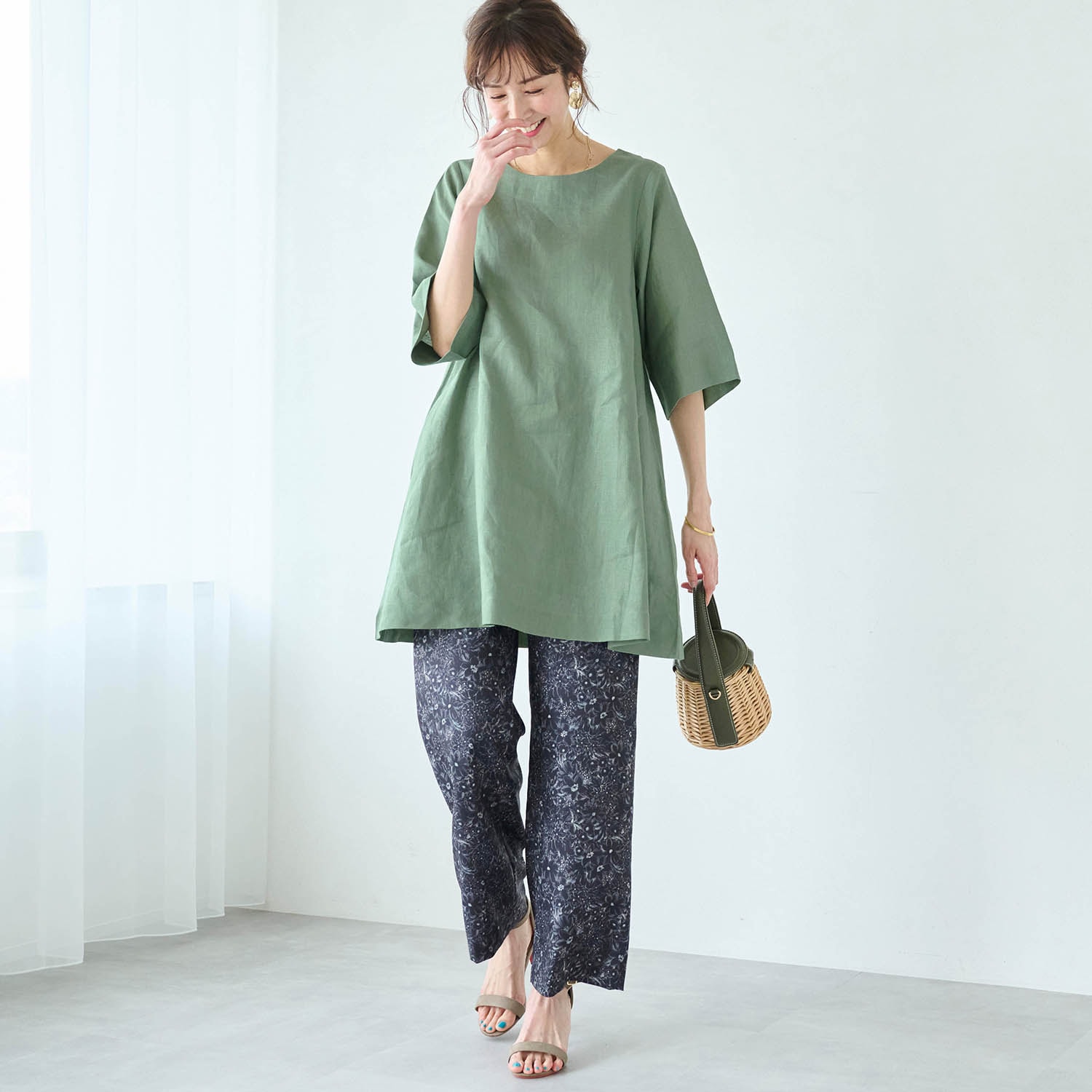 リネン素材のAラインチュニック｜通販のベルメゾンネット