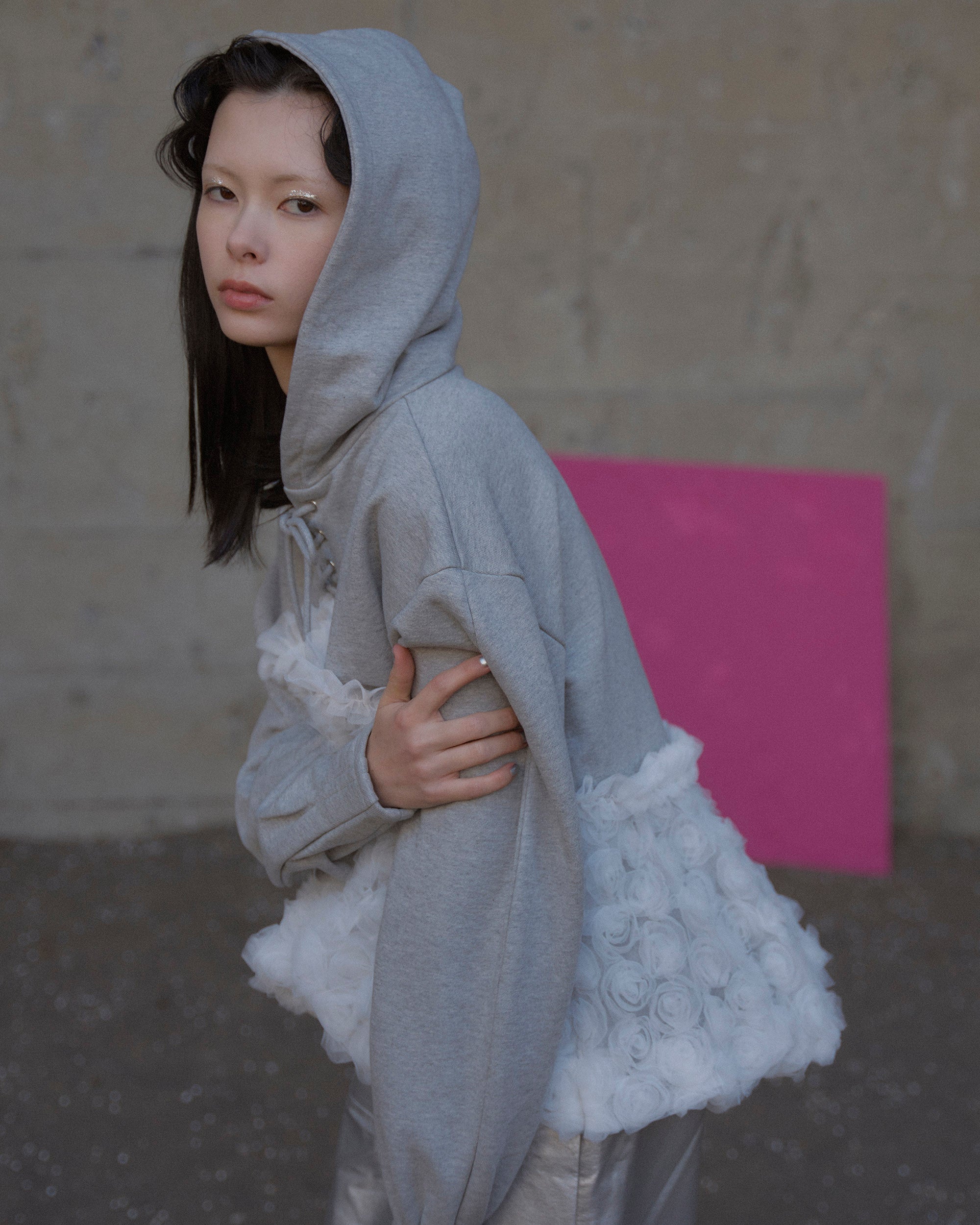 tulle docking hoodie（gray）