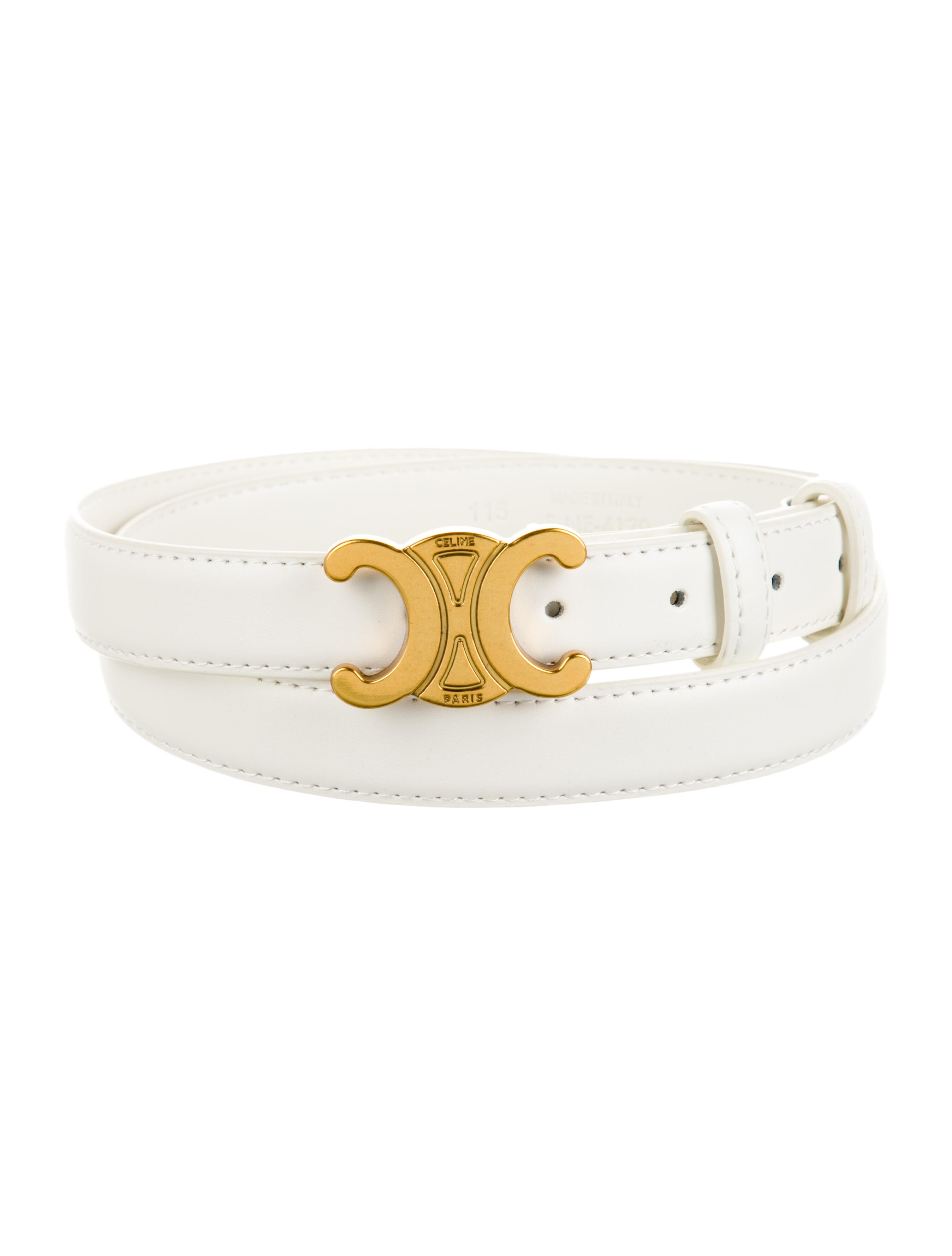 Celine Skinny Leather Belt - White Belts, Accessories - CEL279346