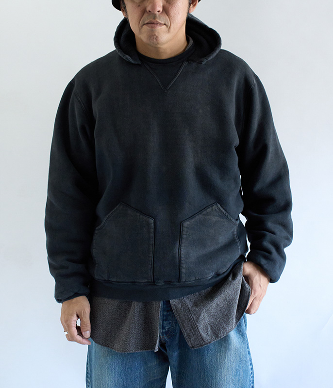 A.PRESSE Vintage Attached Hood Sweat Parka [BLACK] - Fresh Service