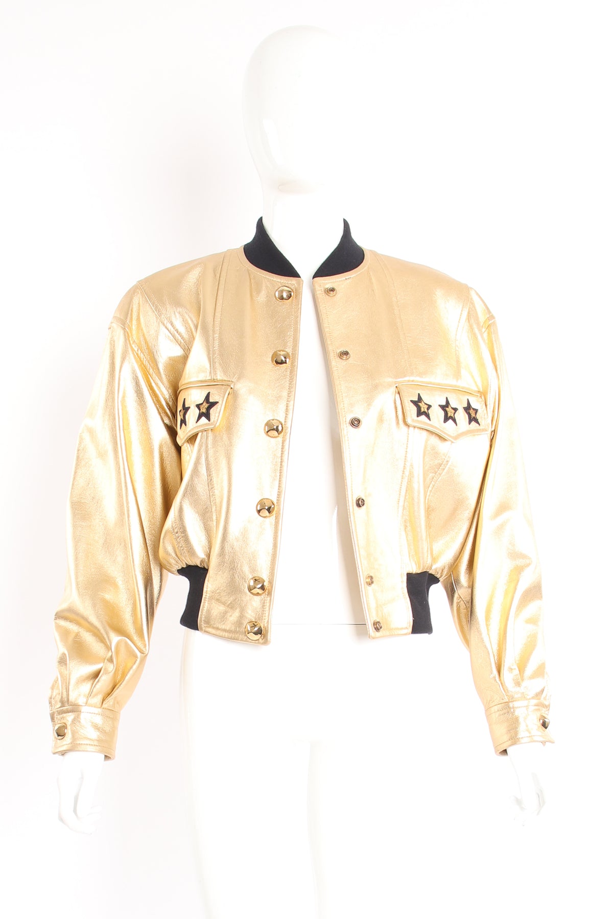 Vintage Escada Gold Star Leather Bomber Jacket – Recess