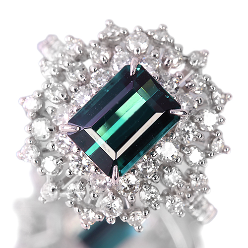ピーコックグリーントルマリン 2.0ct ダイヤモンド 1.0ct プラチナ