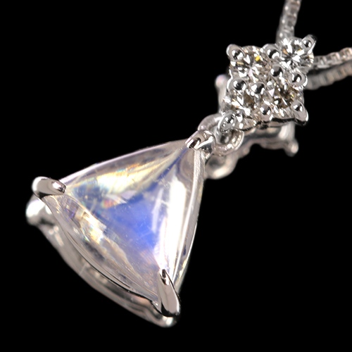 ムーンストーン 1.2ct ダイヤモンド プラチナ ネックレス【品質保証書