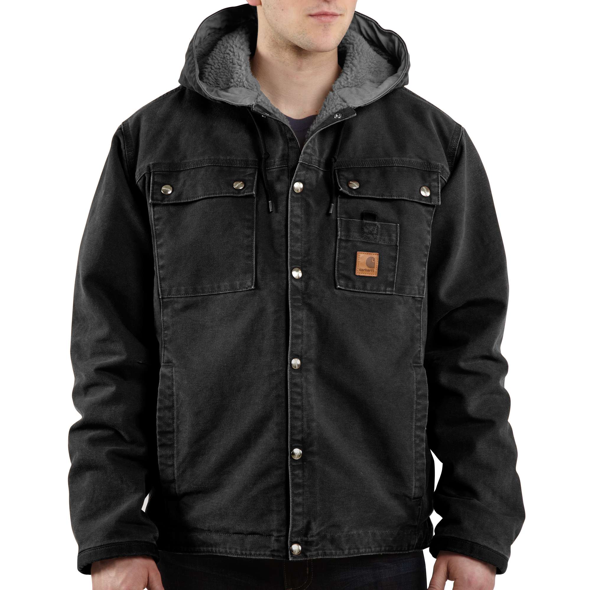 Sandstone Hooded Multi-Pocket Jacket/Sherpa Lined | Carhartt Reworked