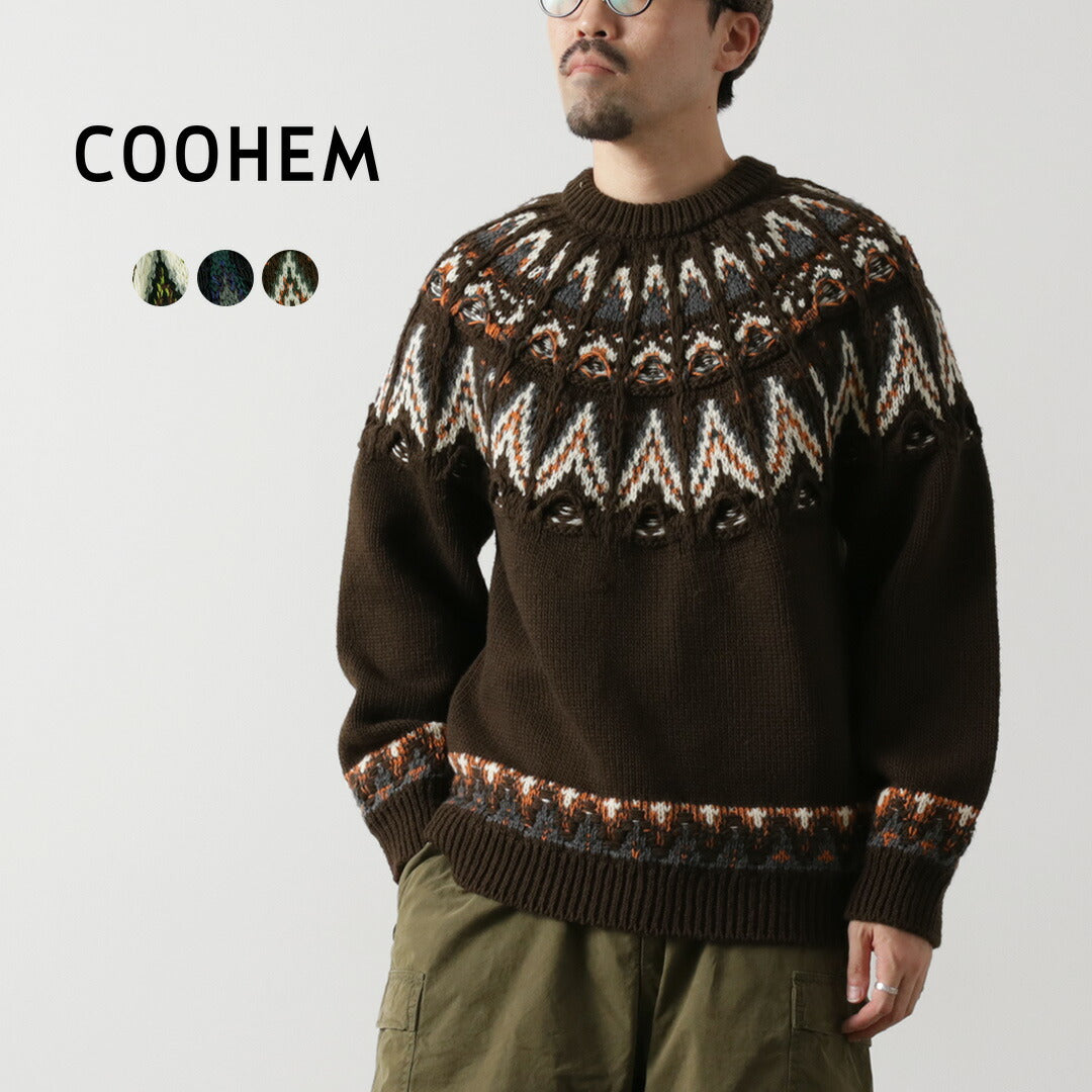 COOHEM（コーヘン） 交編 ノルディック ニットプルーバー / メンズ