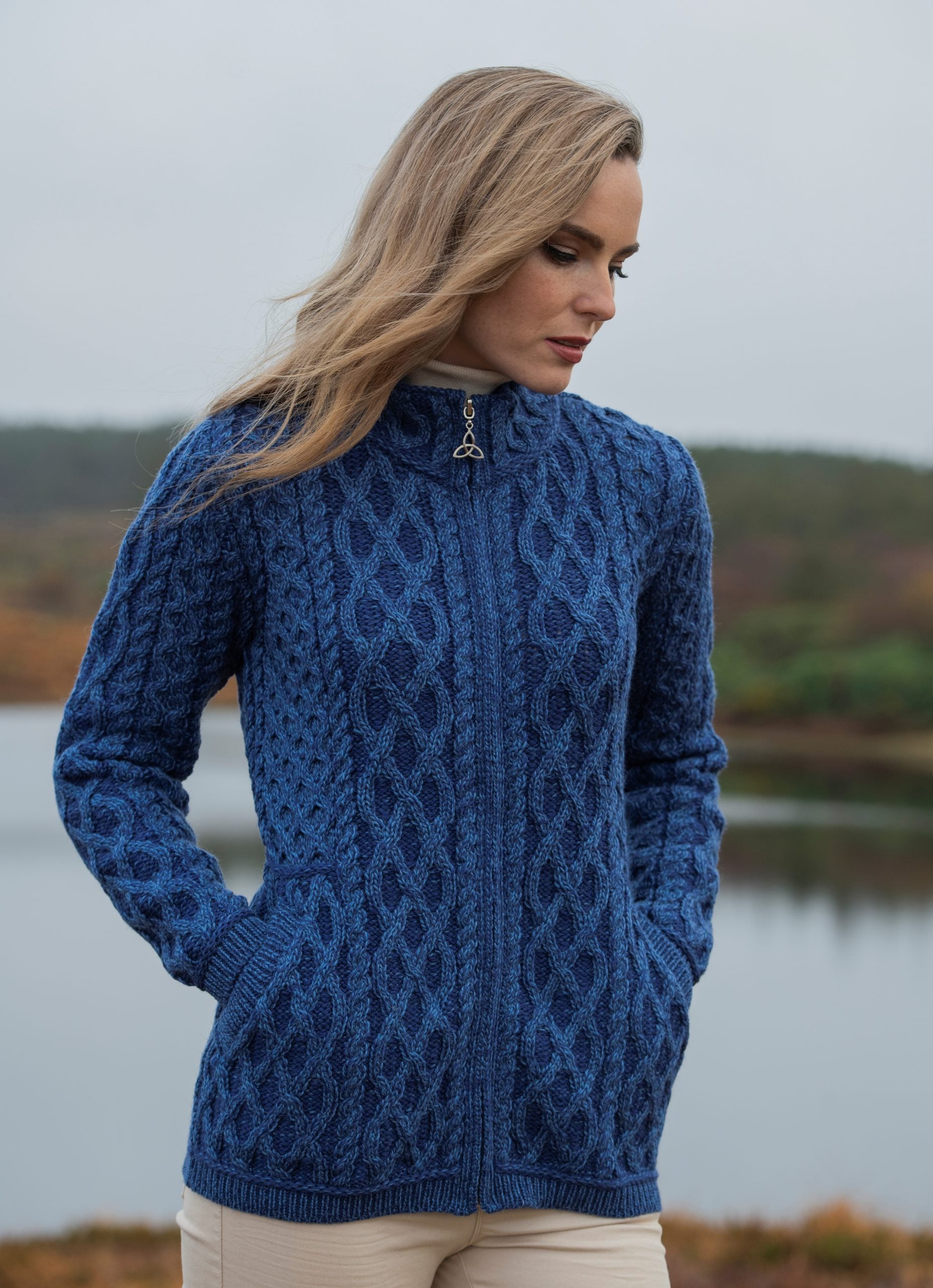 Aran Short-Zip Cardigan Sweater [2 Colors] – Scotland House, Ltd.
