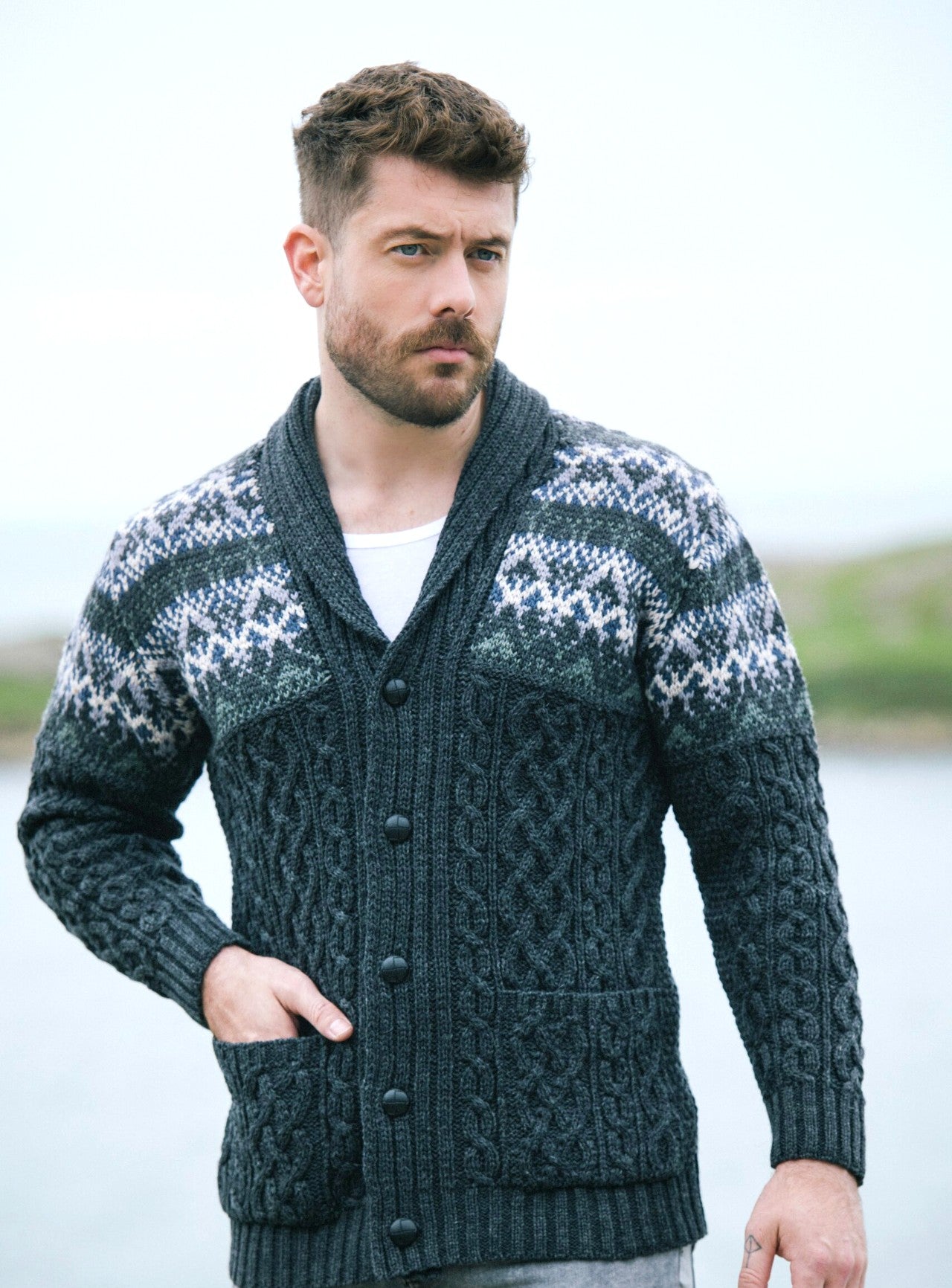 Nephin Fair Isle Shawl Cardigan [2 Colors] – Scotland House, Ltd.