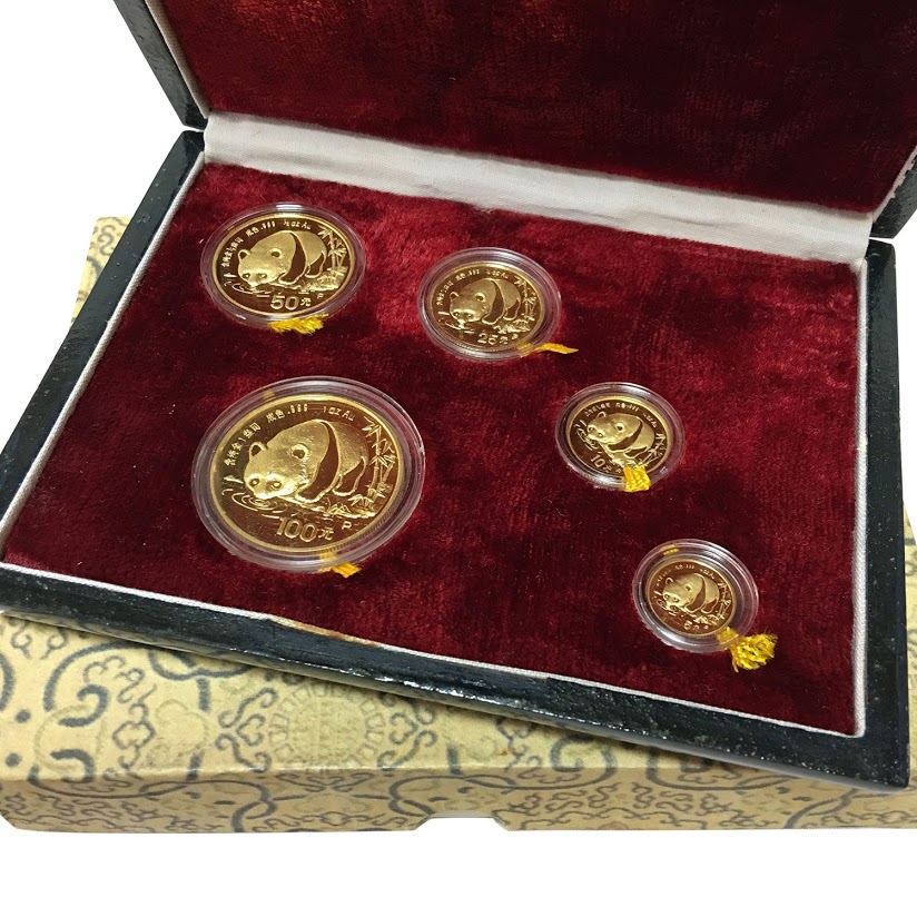 パンダ金貨 1987年銘 P版プルーフ5枚セット 木箱&保証証書付き 完未品
