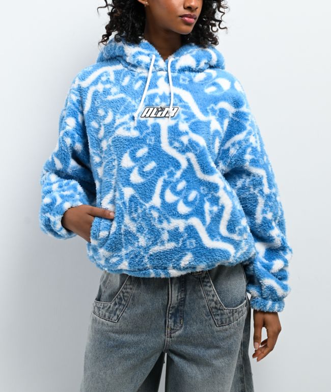 Ninth Hall Aven Flames Grey Sherpa Zip Hoodie | Zumiez