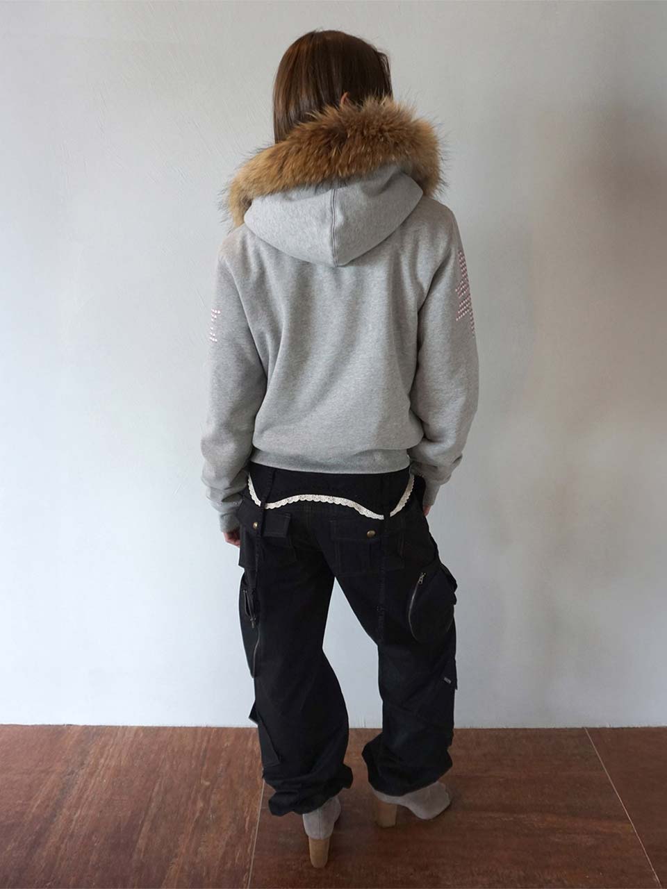 Fur Trimming Hooded Zip-Up Melange Gray – SCULPTOR JAPAN